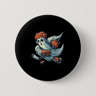 Funny Ghost Ice Hockey Player Halloween Costume Me Button
