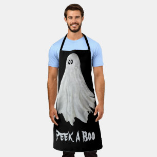 Funny Ghost Of Halloween Past Drawing Apron