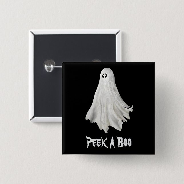 Funny Ghost Of Halloween Past Drawing Button (Front & Back)