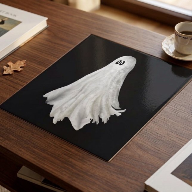 Funny Ghost Of Halloween Past Drawing Ceramic Tile (Creator Uploaded)