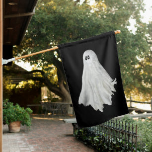 Funny Ghost Of Halloween Past Drawing House Flag