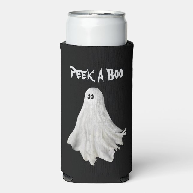 Funny Ghost Of Halloween Past Drawing Seltzer Can Cooler (Seltzer Front)