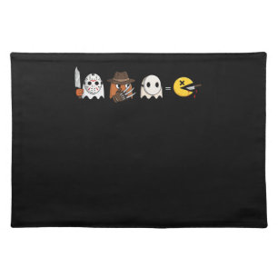 Funny ghost parody of Halloween gamers Cloth Placemat