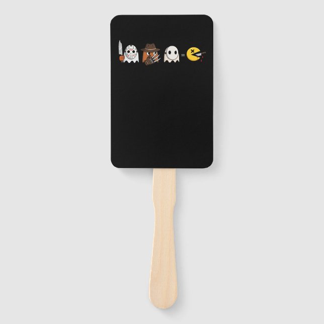 Funny ghost parody of Halloween gamers Hand Fan (Front)