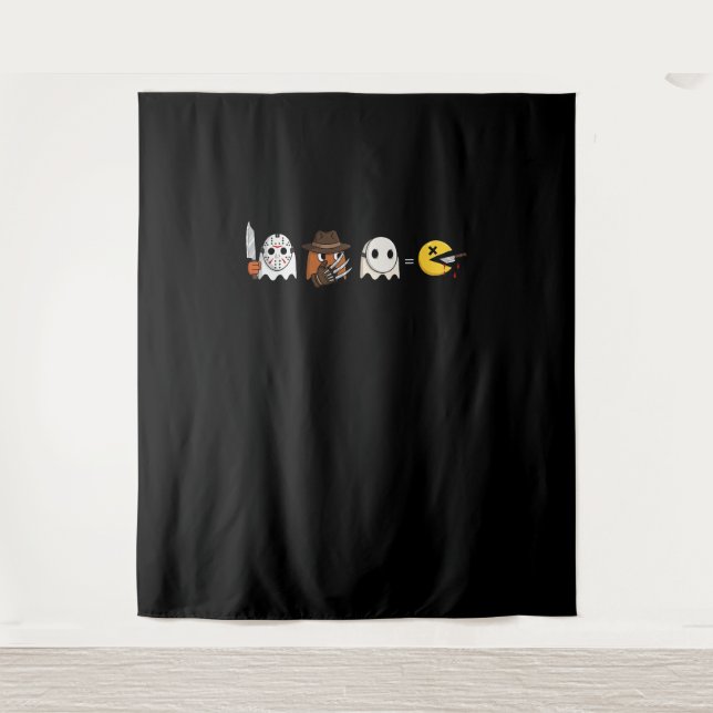 Funny ghost parody of Halloween gamers Tapestry (Front)