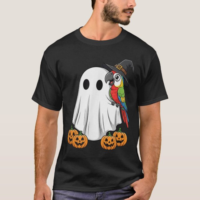 Funny Ghost Parrot Pumpkin Halloween Kids Mens Wom T-Shirt (Front)