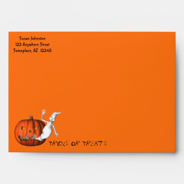 Funny Ghost Pumpkin Halloween Envelope (Front)