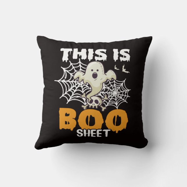 Funny Ghost Pun This Is Boo Sheet Throw Pillow (Back)