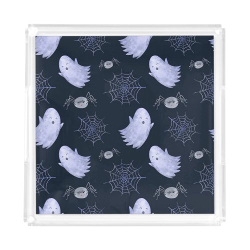 Funny Ghost Spider Halloween Pattern Acrylic Tray
