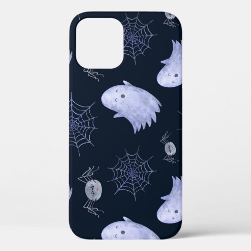 Funny Ghost Spider Halloween Pattern iPhone 12 Case