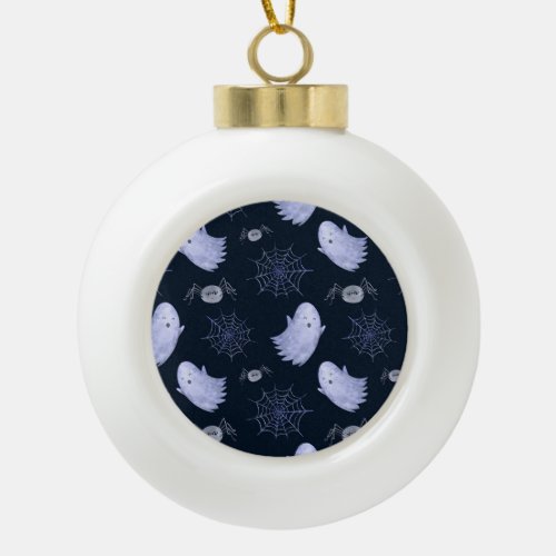 Funny Ghost Spider Halloween Pattern Ceramic Ball Christmas Ornament