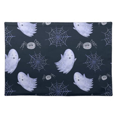 Funny Ghost Spider Halloween Pattern Cloth Placemat