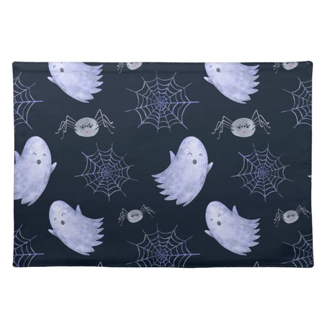 Funny Ghost Spider Halloween Pattern. Cloth Placemat (Front)