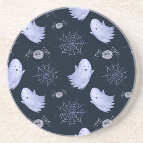 Funny Ghost Spider Halloween Pattern Coaster
