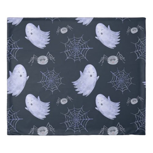 Funny Ghost Spider Halloween Pattern Duvet Cover