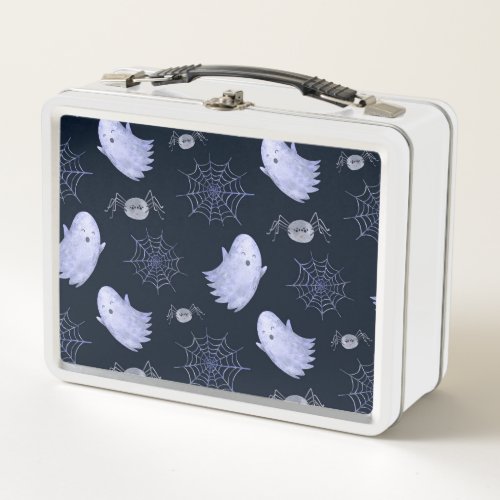 Funny Ghost Spider Halloween Pattern Metal Lunch Box