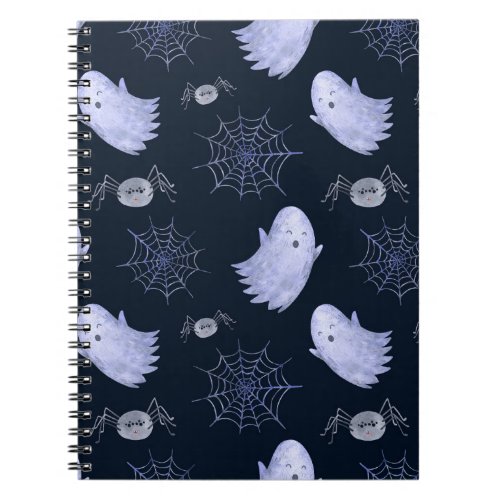 Funny Ghost Spider Halloween Pattern Notebook