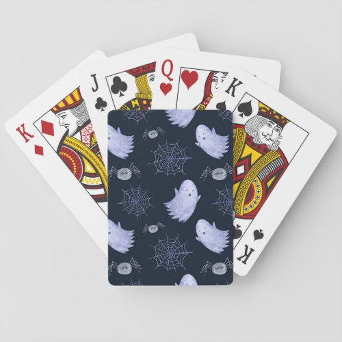 Funny Ghost Spider Halloween Pattern Playing Cards