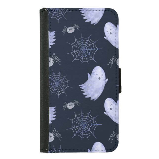 Funny Ghost Spider Halloween Pattern. Samsung Galaxy Wallet Case (Front)