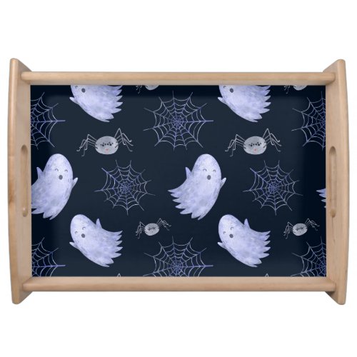Funny Ghost Spider Halloween Pattern Serving Tray