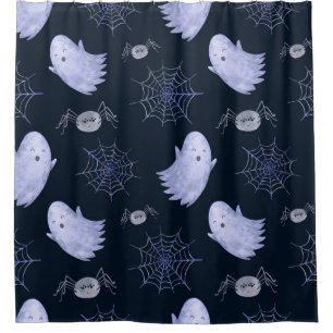 Funny Ghost Spider Halloween Pattern. Shower Curtain