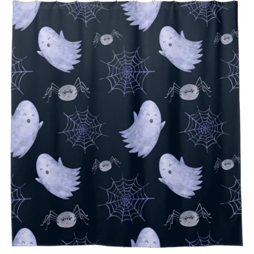 Funny Ghost Spider Halloween Pattern Shower Curtain