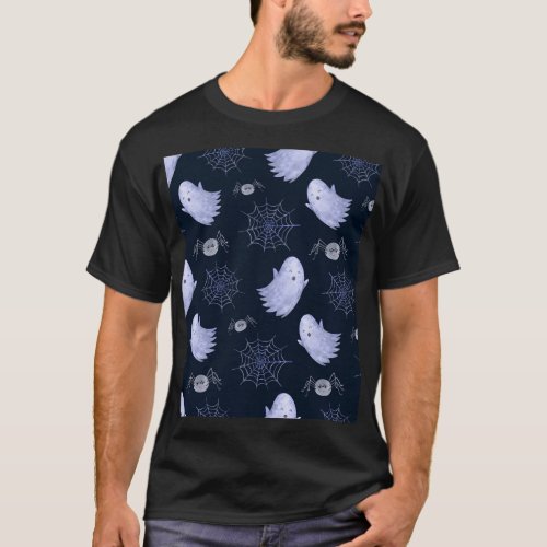 Funny Ghost Spider Halloween Pattern T_Shirt