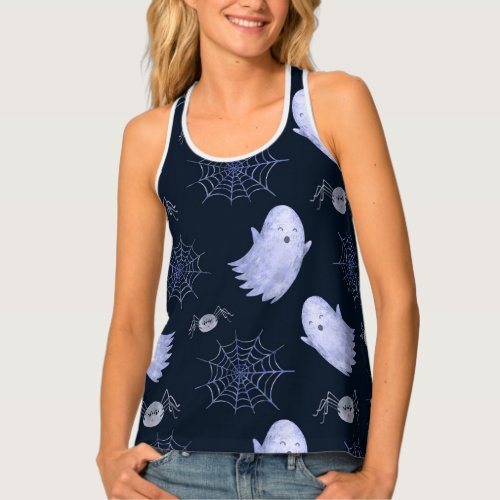 Funny Ghost Spider Halloween Pattern Tank Top
