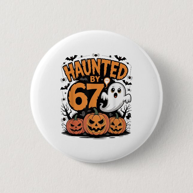 Funny Ghost T Pumpkin Halloween - Haunted  Button (Front)
