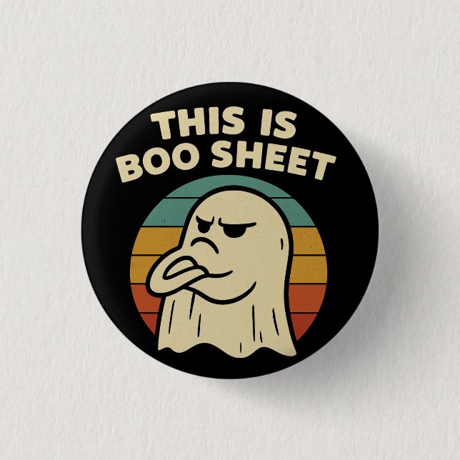 Funny Ghost "This Is Boo Sheet" Retro Halloween Button (Front)