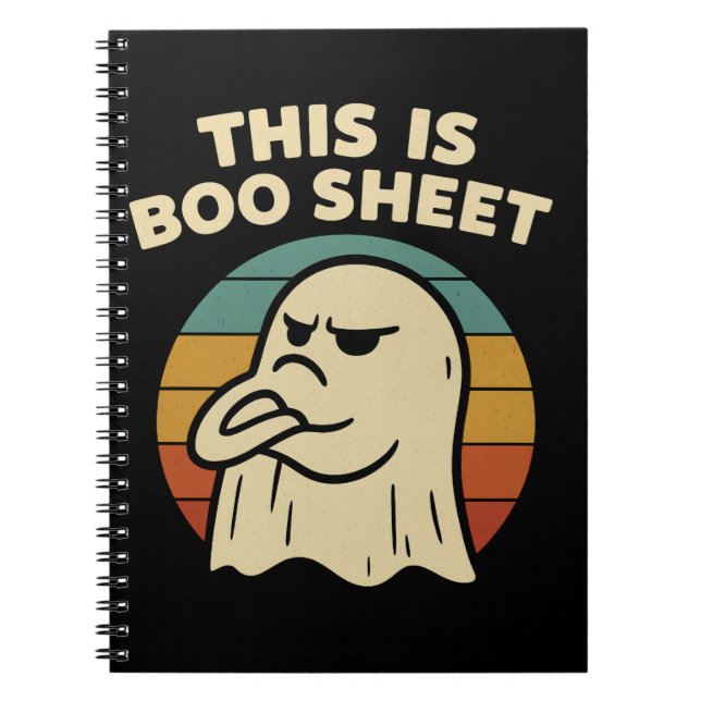 Funny Ghost "This Is Boo Sheet" Retro Halloween Notebook (Front)
