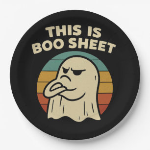 Funny Ghost "This Is Boo Sheet" Retro Halloween Paper Plates