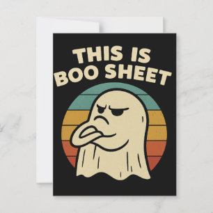 Funny Ghost "This Is Boo Sheet" Retro Halloween Postcard