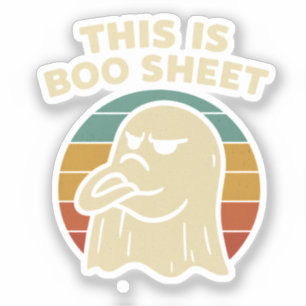 Funny Ghost "This Is Boo Sheet" Retro Halloween Sticker