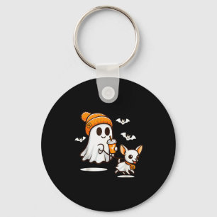 Funny Ghost Walking Chihuahua Dog Halloween Women  Keychain