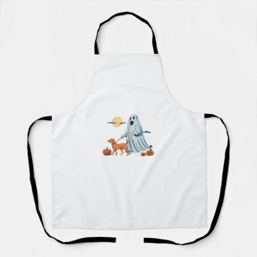 Funny Ghost Walking Dog ghost dog halloween night  Apron