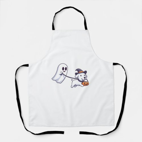 Funny Ghost Walking Dog ghost dog halloween night_ Apron