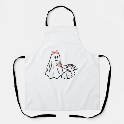 Funny Ghost Walking Dog Spooky Season Halloween Co Apron