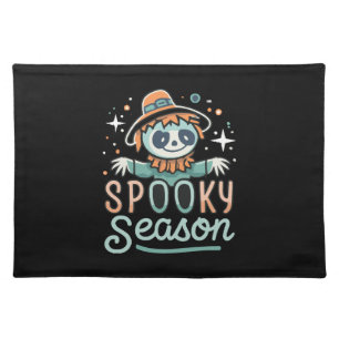 funny ghost with hats, spooky season cloth placemat