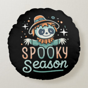 funny ghost with hats, spooky season round pillow