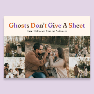 Funny Ghosts Dont Give A Sheet Halloween Photo Holiday Card