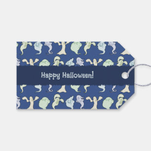 Funny Ghosts Happy Halloween Pixel Art Pattern Gift Tags
