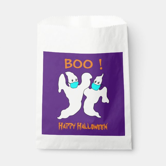 Funny Ghosts in Masks Halloween Favor Bags (Front)