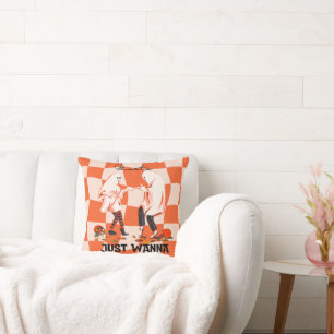 Funny Ghosts Just Wanna Have Fun Halloween Orange Throw Pillow