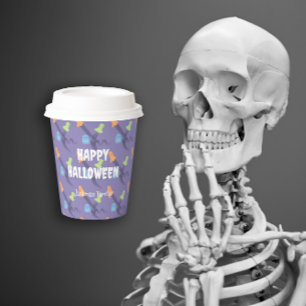Funny ghosts on lilac. Customizable Halloween Paper Cups