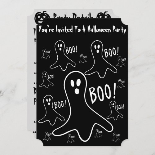 funny ghosts shouting boo for halloween invitation