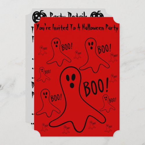 funny ghosts shouting boo halloween party invitation