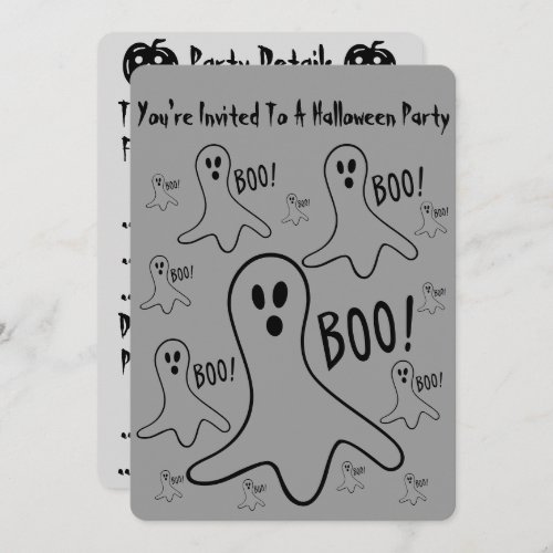 funny ghosts shouting boo halloween Party Invite