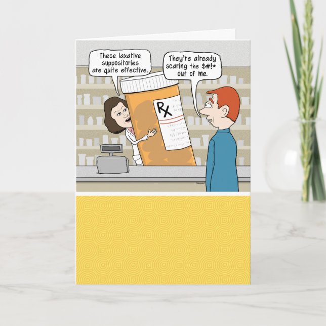 Funny Giant Laxative Pills Get Well Card (Front)