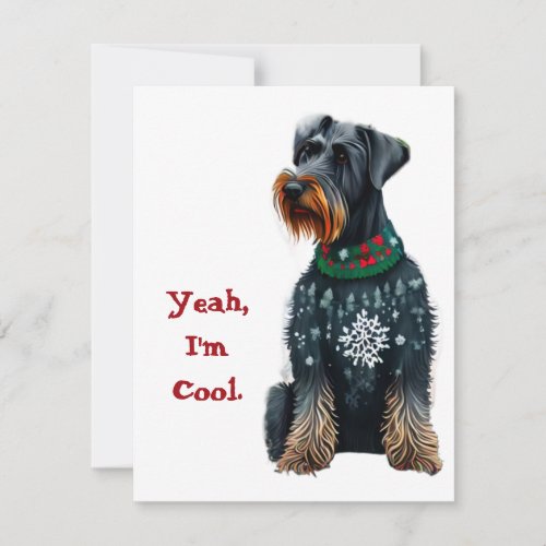 Funny Giant Schnauzer in Christmas Sweater Holiday Card